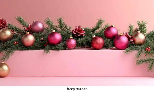 Pink Christmas Decorations with Ornaments
