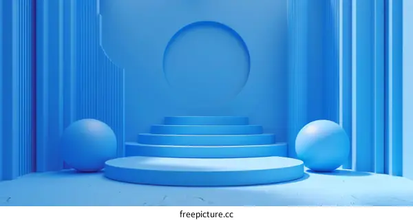 Abstract Blue Geometric Product Display Stage