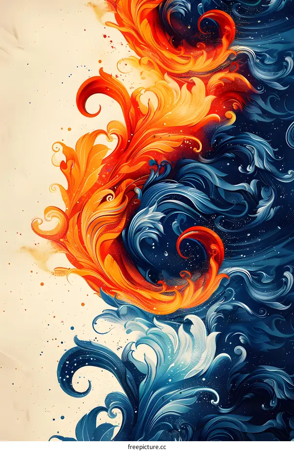 Fire and water abstract painting