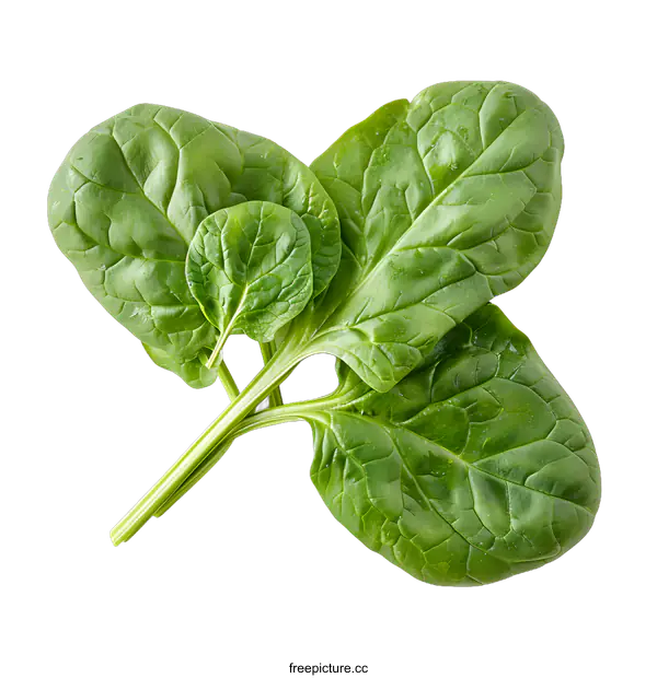 [Transparent Background PNG]Fresh Green Spinach Leaves Isolated on White Background