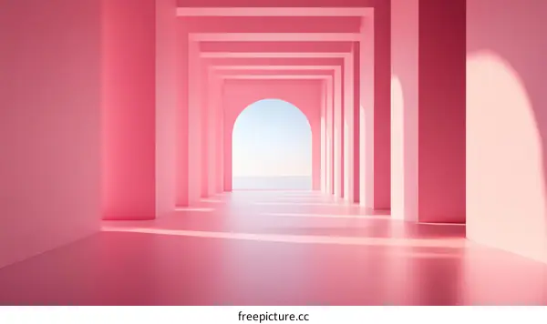 Pink Archway Corridor Illustration
