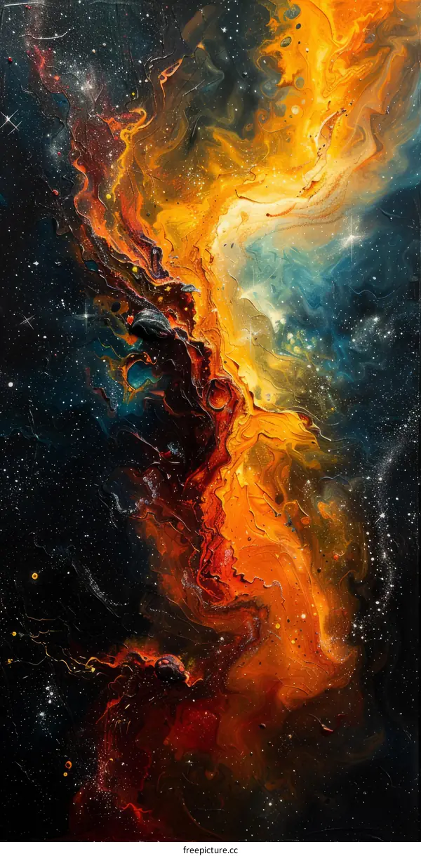 Bright Nebula with Glowing Stars