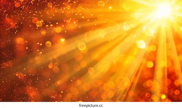 Golden rays of light from the rising sun