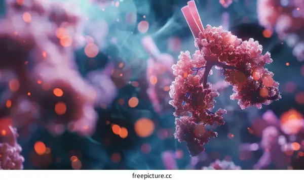 A 3D rendering of a pair of healthy human lungs.