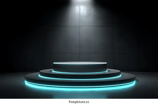 Futuristic Empty Display Stage with Neon Lighting