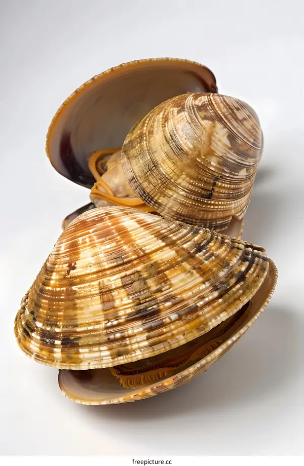 Fresh Clams on White Background