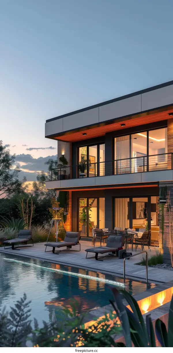 Modern Home with Cozy Courtyard and Pool