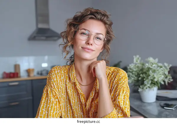 Confident Woman in a Yellow Shirt