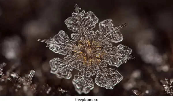 Detailed Macro Shot of a Snowflake