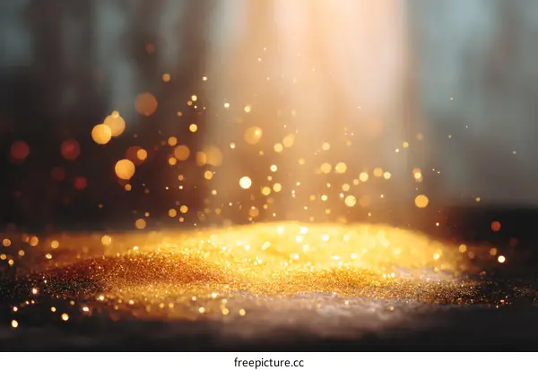 Golden Glitter Background with Bokeh Light Effects