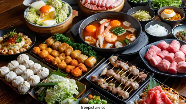 Delicious Asian Food Platter With Various Dishes