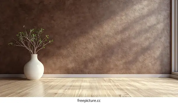 Empty Room Interior Design with Vase and Plants