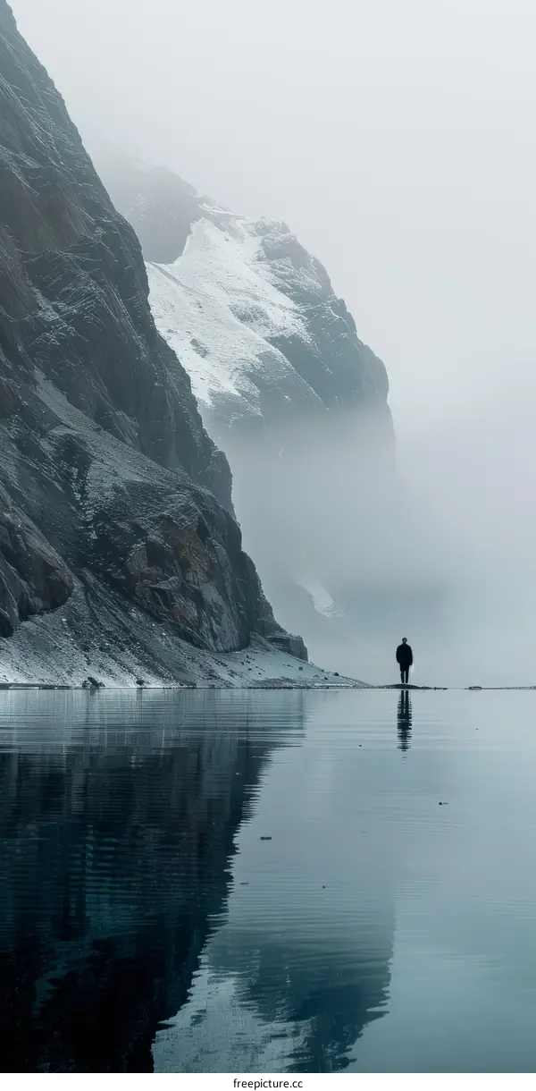 A Solitary Man Before a Majestic Mountain