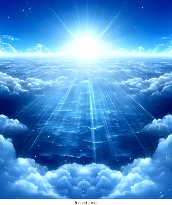 Heaven Scene with Sun and Clouds