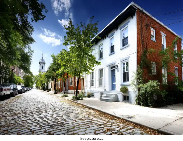Charming Cobblestone Street in a Historic Neighborhood