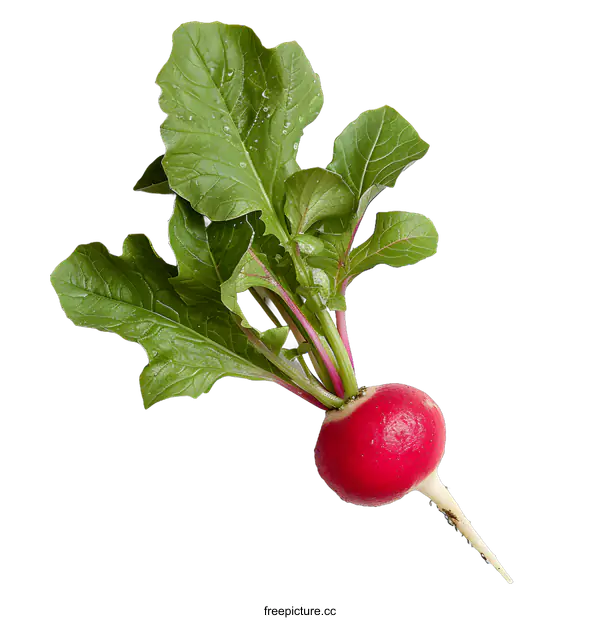 [Transparent Background PNG]Single Fresh Radish on White Background