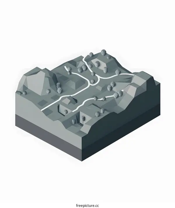 Low Poly 3D Landscape Illustration