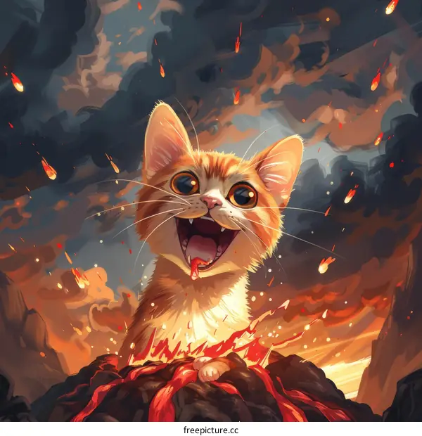 Cat in a volcano