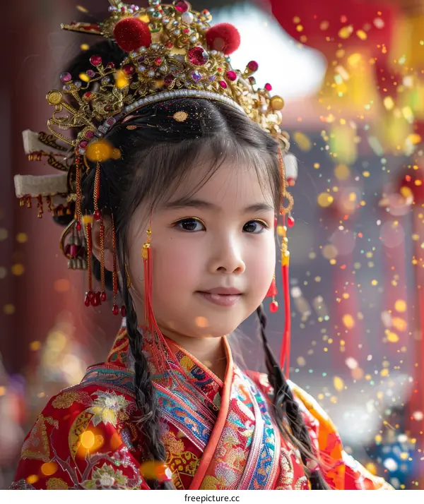 A young girl in traditional Chinese clothing