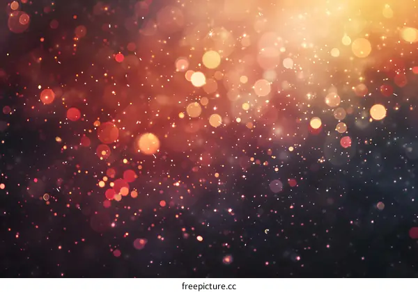 Abstract Bokeh Background with Golden and Red Lights