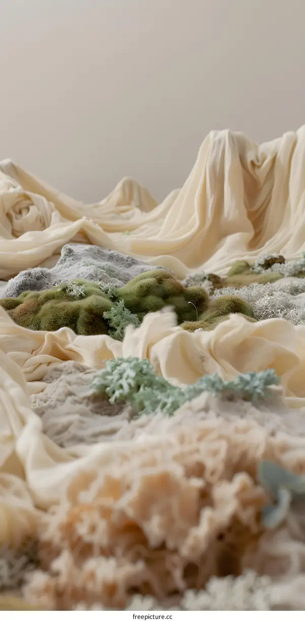 Abstract Landscape Made with Fabric and Moss