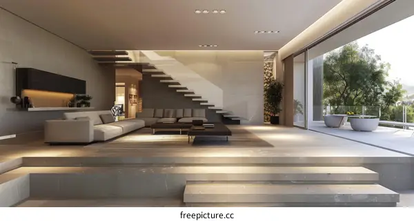 Modern minimalist interior design living room