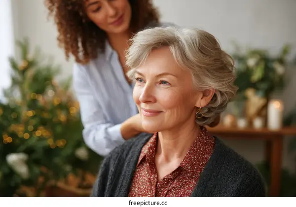 Two women bonding during the holidays