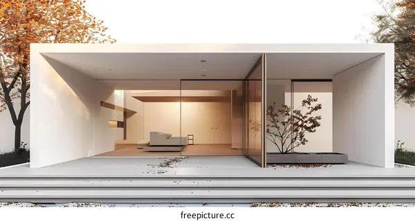 Minimalist Modern House Exterior Design With Glass Walls