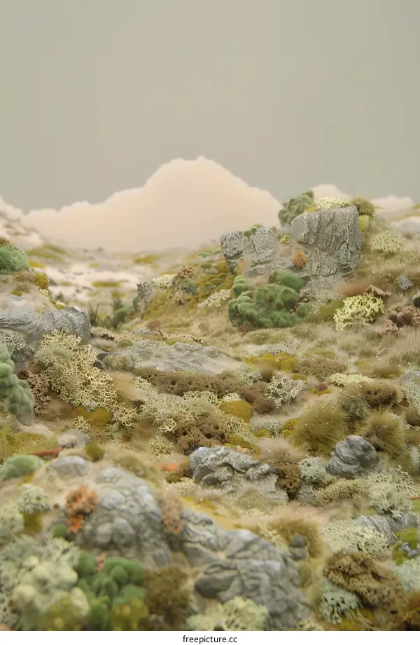 Close Up of a Mountainous Landscape with Lichen and Moss