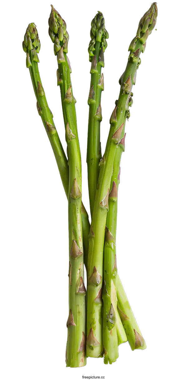 [Transparent Background PNG]Fresh Green Asparagus Spears on White Background