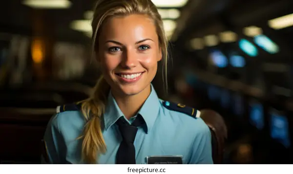 Portrait of a smiling young female police officer