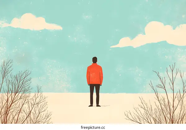 Man Standing in Winter Landscape
