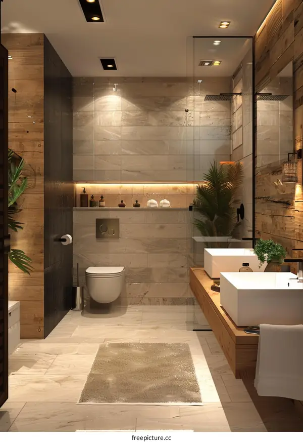 Bathroom interior with natural elements