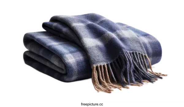 [Transparent Background PNG]Stylish Plaid Throw Blanket with Tassels