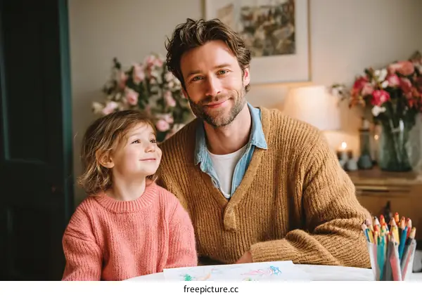 Father and Daughter Enjoying Creative Time Together