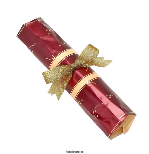 [Transparent Background PNG]Red and Gold Christmas Cracker