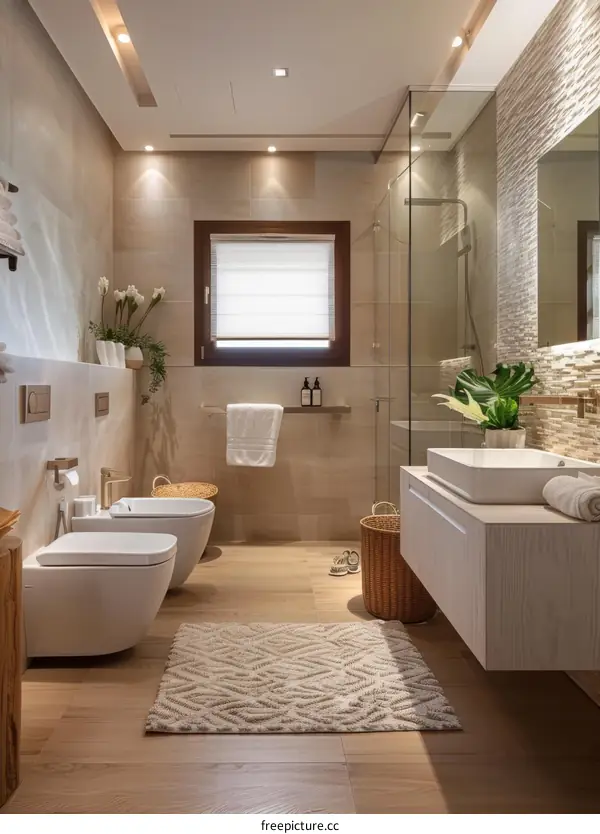 Modern Beige Bathroom Interior Design
