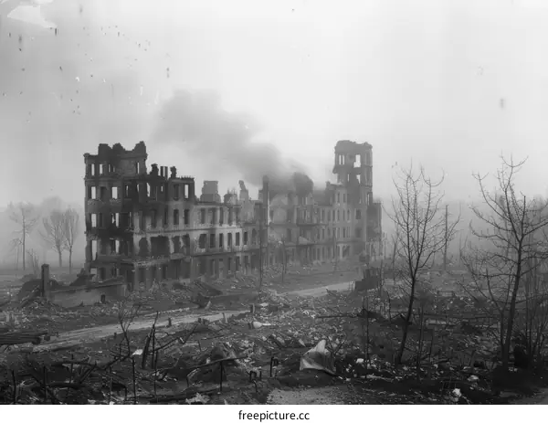 Ruins of the Warsaw Ghetto after the Warsaw Uprising in Poland, 1945