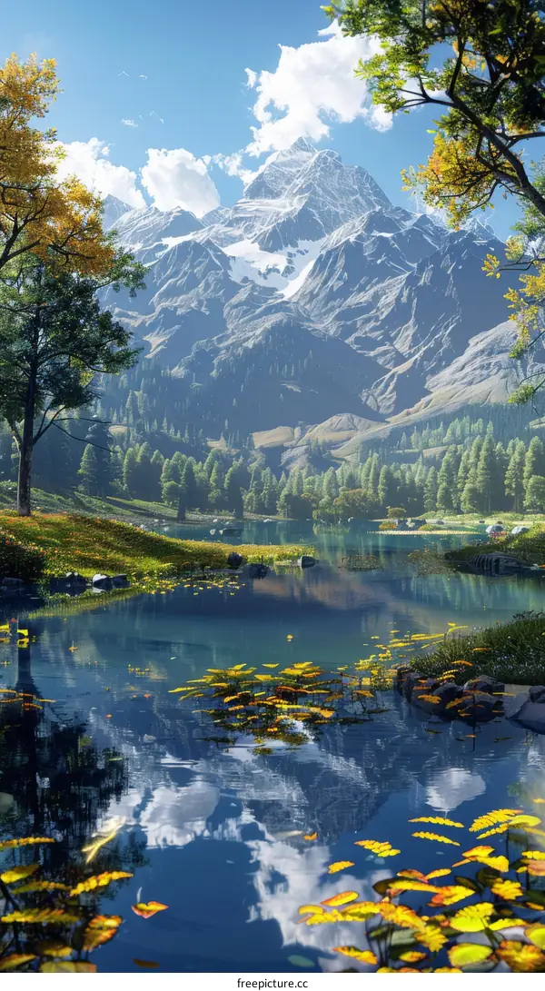 Tranquil Lake Reflecting Mountains and Trees
