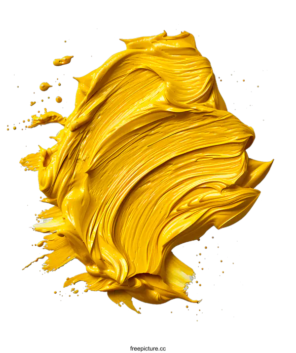 [Transparent Background PNG]Abstract Yellow Paint Swirl Texture Background