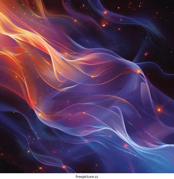 Colorful abstract background image of glowing curved lines against a dark background