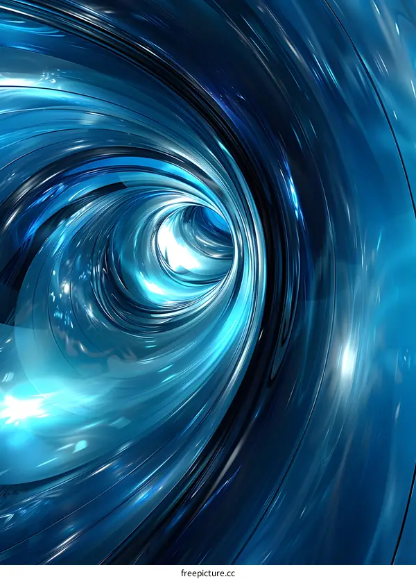 Abstract Blue Swirling Tunnel Background