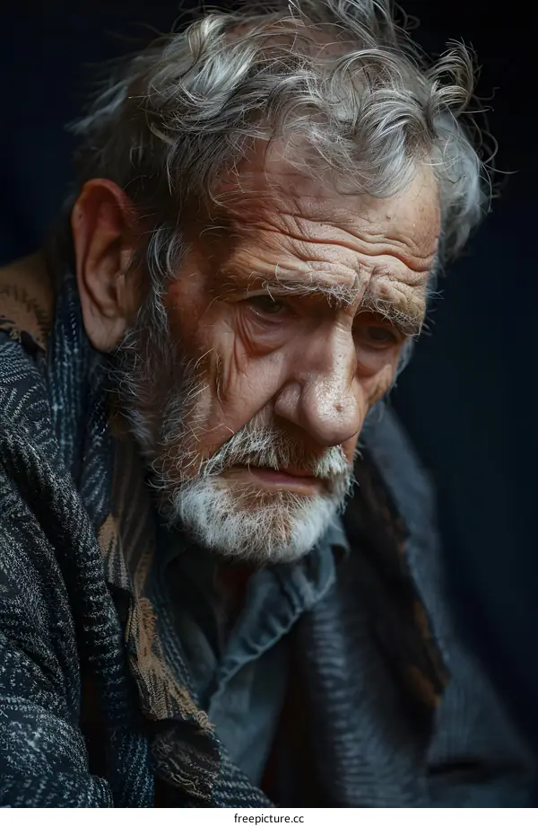 Portrait of an old man with white hair and beard