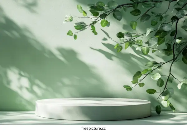 Green Aesthetic Product Display Podium with Nature Elements