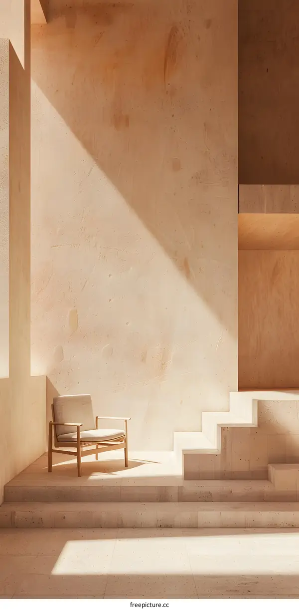 Minimalist Chair in a Modern Concrete Building