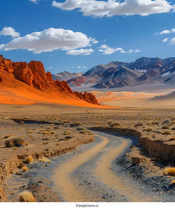 Rugged mountain landscape with winding road