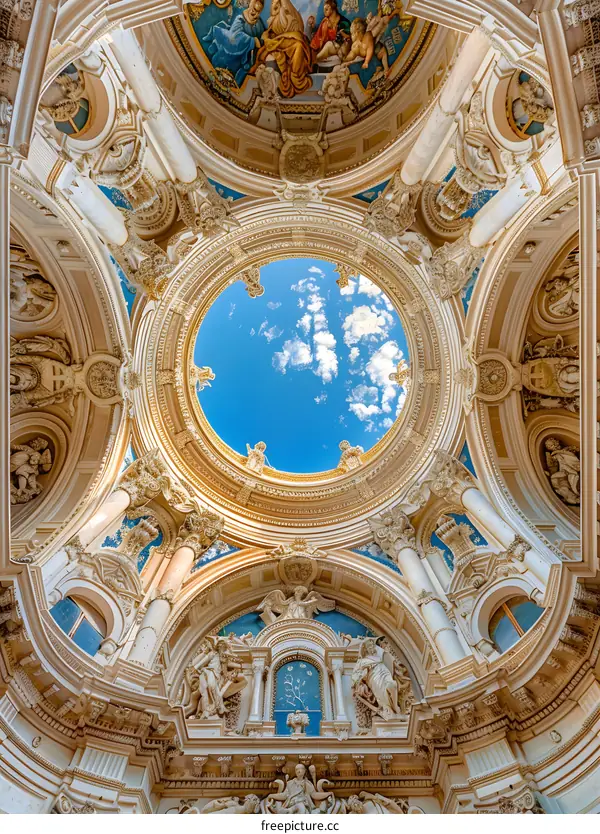 Ornate Ceiling with Skylight and Fresco