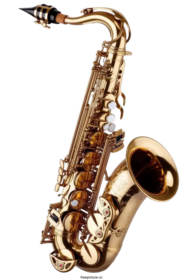 [Transparent Background PNG]Golden Saxophone Musical Instrument