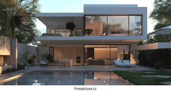 Modern Minimalist Home Exterior Design with Swimming Pool
