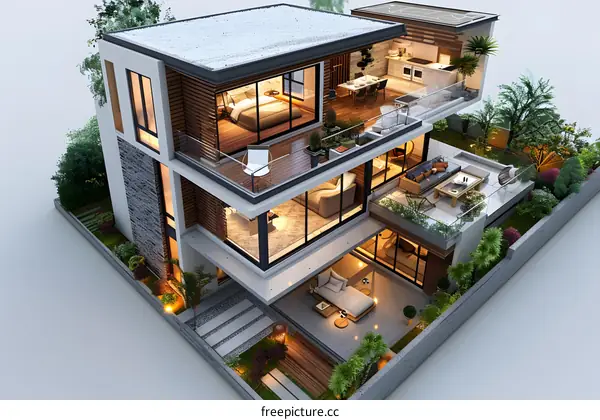 3D rendering of a modern house